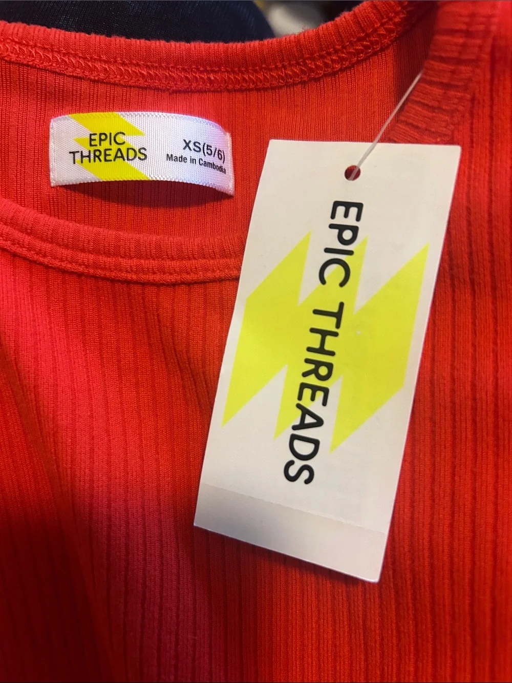 Epic Threads Red Ribbed Short Sleeve Tee - Picture 2 of 2